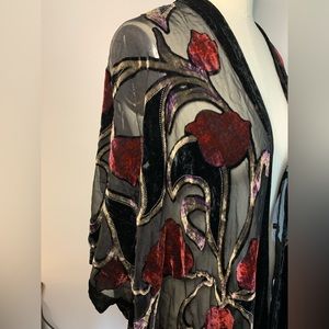 Silk velvet robe with fringe